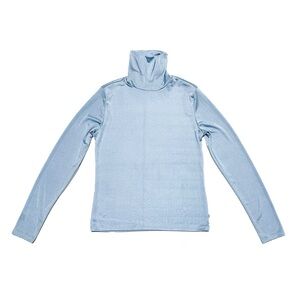 Levi’s Shimmer Stretch Slinky Knit Long Sleeve Turtleneck Top Frosty Baby Blue